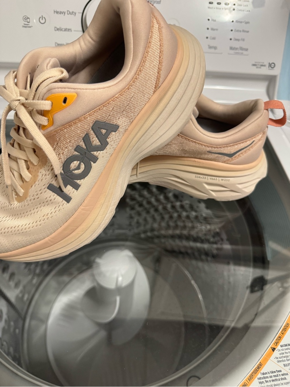 Hoka Beige Peach Running Shoes - Picture 9 of 14